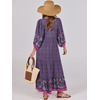 image:imageANRABESS Womens Boho Floral 34 Puff Sleeve Maxi Dress  Tiered Flowy Loose Fit Comfy Soft Rayon Fabric Wedding Guest Church Beach Modest Elegant Spring Summer Fall OutfitsPurple Floral