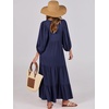 image:imageANRABESS Womens Boho Floral 34 Puff Sleeve Maxi Dress  Tiered Flowy Loose Fit Comfy Soft Rayon Fabric Wedding Guest Church Beach Modest Elegant Spring Summer Fall OutfitsNavy Blue