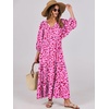image:imageANRABESS Womens Boho Floral 34 Puff Sleeve Maxi Dress  Tiered Flowy Loose Fit Comfy Soft Rayon Fabric Wedding Guest Church Beach Modest Elegant Spring Summer Fall OutfitsRose Red Floral