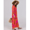 image:imageANRABESS Womens Boho Floral 34 Puff Sleeve Maxi Dress  Tiered Flowy Loose Fit Comfy Soft Rayon Fabric Wedding Guest Church Beach Modest Elegant Spring Summer Fall OutfitsOrange Rose Floral