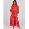 image:imageANRABESS Womens Boho Floral 34 Puff Sleeve Maxi Dress  Tiered Flowy Loose Fit Comfy Soft Rayon Fabric Wedding Guest Church Beach Modest Elegant Spring Summer Fall OutfitsOrange Rose Floral