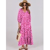 image:imageANRABESS Womens Boho Floral 34 Puff Sleeve Maxi Dress  Tiered Flowy Loose Fit Comfy Soft Rayon Fabric Wedding Guest Church Beach Modest Elegant Spring Summer Fall OutfitsRose Red Floral