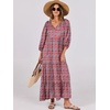 image:imageANRABESS Womens Boho Floral 34 Puff Sleeve Maxi Dress  Tiered Flowy Loose Fit Comfy Soft Rayon Fabric Wedding Guest Church Beach Modest Elegant Spring Summer Fall OutfitsRed Blue