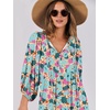 image:imageANRABESS Womens Boho Floral 34 Puff Sleeve Maxi Dress  Tiered Flowy Loose Fit Comfy Soft Rayon Fabric Wedding Guest Church Beach Modest Elegant Spring Summer Fall OutfitsBeige Teal Floral