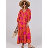 image:imageANRABESS Womens Boho Floral 34 Puff Sleeve Maxi Dress  Tiered Flowy Loose Fit Comfy Soft Rayon Fabric Wedding Guest Church Beach Modest Elegant Spring Summer Fall OutfitsOrange Rose Floral