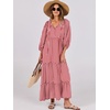 image:imageANRABESS Womens Boho Floral 34 Puff Sleeve Maxi Dress  Tiered Flowy Loose Fit Comfy Soft Rayon Fabric Wedding Guest Church Beach Modest Elegant Spring Summer Fall OutfitsRed Floral
