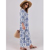 image:imageANRABESS Womens Boho Floral 34 Puff Sleeve Maxi Dress  Tiered Flowy Loose Fit Comfy Soft Rayon Fabric Wedding Guest Church Beach Modest Elegant Spring Summer Fall OutfitsBlue Khaki