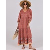 image:imageANRABESS Womens Boho Floral 34 Puff Sleeve Maxi Dress  Tiered Flowy Loose Fit Comfy Soft Rayon Fabric Wedding Guest Church Beach Modest Elegant Spring Summer Fall OutfitsWine Red