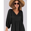 image:imageANRABESS Womens Boho Floral 34 Puff Sleeve Maxi Dress  Tiered Flowy Loose Fit Comfy Soft Rayon Fabric Wedding Guest Church Beach Modest Elegant Spring Summer Fall OutfitsBlack
