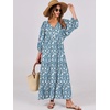 image:imageANRABESS Womens Boho Floral 34 Puff Sleeve Maxi Dress  Tiered Flowy Loose Fit Comfy Soft Rayon Fabric Wedding Guest Church Beach Modest Elegant Spring Summer Fall OutfitsWhite Blue Floral