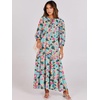 image:imageANRABESS Womens Boho Floral 34 Puff Sleeve Maxi Dress  Tiered Flowy Loose Fit Comfy Soft Rayon Fabric Wedding Guest Church Beach Modest Elegant Spring Summer Fall OutfitsBeige Teal Floral