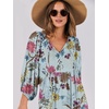 image:imageANRABESS Womens Boho Floral 34 Puff Sleeve Maxi Dress  Tiered Flowy Loose Fit Comfy Soft Rayon Fabric Wedding Guest Church Beach Modest Elegant Spring Summer Fall OutfitsGreen Floral