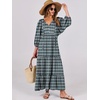 image:imageANRABESS Womens Boho Floral 34 Puff Sleeve Maxi Dress  Tiered Flowy Loose Fit Comfy Soft Rayon Fabric Wedding Guest Church Beach Modest Elegant Spring Summer Fall OutfitsDark Green
