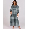 image:imageANRABESS Womens Boho Floral 34 Puff Sleeve Maxi Dress  Tiered Flowy Loose Fit Comfy Soft Rayon Fabric Wedding Guest Church Beach Modest Elegant Spring Summer Fall OutfitsDark Green
