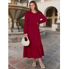 image:imageANRABESS Womens Long Sleeve Fall Flowy Maxi Dresses  Crewneck Soft Tiered Midi Dress Loose Fit ALine Hem with Pockets Casual Travel amp Work Outfit Spring Fall ClothingBurgundy