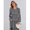 image:imageANRABESS Womens Long Sleeve Fall Flowy Maxi Dresses  Crewneck Soft Tiered Midi Dress Loose Fit ALine Hem with Pockets Casual Travel amp Work Outfit Spring Fall ClothingFloral Black