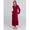 image:imageANRABESS Womens Long Sleeve Fall Flowy Maxi Dresses  Crewneck Soft Tiered Midi Dress Loose Fit ALine Hem with Pockets Casual Travel amp Work Outfit Spring Fall ClothingBurgundy
