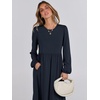 image:imageANRABESS Womens Long Sleeve Fall Flowy Maxi Dresses  Crewneck Soft Tiered Midi Dress Loose Fit ALine Hem with Pockets Casual Travel amp Work Outfit Spring Fall ClothingDark Navy Blue