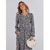 image:imageANRABESS Womens Long Sleeve Fall Flowy Maxi Dresses  Crewneck Soft Tiered Midi Dress Loose Fit ALine Hem with Pockets Casual Travel amp Work Outfit Spring Fall ClothingFloral Blue Purple