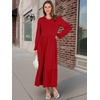image:imageANRABESS Womens Long Sleeve Fall Flowy Maxi Dresses  Crewneck Soft Tiered Midi Dress Loose Fit ALine Hem with Pockets Casual Travel amp Work Outfit Spring Fall ClothingRed