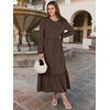 image:imageANRABESS Womens Long Sleeve Fall Flowy Maxi Dresses  Crewneck Soft Tiered Midi Dress Loose Fit ALine Hem with Pockets Casual Travel amp Work Outfit Spring Fall ClothingCoffee