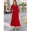 image:imageANRABESS Womens Long Sleeve Fall Flowy Maxi Dresses  Crewneck Soft Tiered Midi Dress Loose Fit ALine Hem with Pockets Casual Travel amp Work Outfit Spring Fall ClothingRed