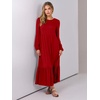 image:imageANRABESS Womens Long Sleeve Fall Flowy Maxi Dresses  Crewneck Soft Tiered Midi Dress Loose Fit ALine Hem with Pockets Casual Travel amp Work Outfit Spring Fall ClothingRed
