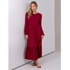 image:imageANRABESS Womens Long Sleeve Fall Flowy Maxi Dresses  Crewneck Soft Tiered Midi Dress Loose Fit ALine Hem with Pockets Casual Travel amp Work Outfit Spring Fall ClothingBurgundy