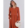 image:imageANRABESS Womens Long Sleeve Fall Flowy Maxi Dresses  Crewneck Soft Tiered Midi Dress Loose Fit ALine Hem with Pockets Casual Travel amp Work Outfit Spring Fall ClothingBrick Red