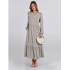 image:imageANRABESS Womens Long Sleeve Fall Flowy Maxi Dresses  Crewneck Soft Tiered Midi Dress Loose Fit ALine Hem with Pockets Casual Travel amp Work Outfit Spring Fall ClothingGray With White Polka Dot