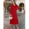 image:imageANRABESS Womens Long Sleeve Fall Flowy Maxi Dresses  Crewneck Soft Tiered Midi Dress Loose Fit ALine Hem with Pockets Casual Travel amp Work Outfit Spring Fall ClothingRed