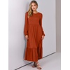 image:imageANRABESS Womens Long Sleeve Fall Flowy Maxi Dresses  Crewneck Soft Tiered Midi Dress Loose Fit ALine Hem with Pockets Casual Travel amp Work Outfit Spring Fall ClothingBrick Red