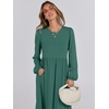image:imageANRABESS Womens Long Sleeve Fall Flowy Maxi Dresses  Crewneck Soft Tiered Midi Dress Loose Fit ALine Hem with Pockets Casual Travel amp Work Outfit Spring Fall ClothingGrass Green