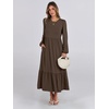 image:imageANRABESS Womens Long Sleeve Fall Flowy Maxi Dresses  Crewneck Soft Tiered Midi Dress Loose Fit ALine Hem with Pockets Casual Travel amp Work Outfit Spring Fall ClothingCoffee