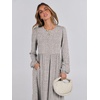 image:imageANRABESS Womens Long Sleeve Fall Flowy Maxi Dresses  Crewneck Soft Tiered Midi Dress Loose Fit ALine Hem with Pockets Casual Travel amp Work Outfit Spring Fall ClothingGray With White Polka Dot