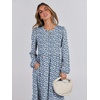 image:imageANRABESS Womens Long Sleeve Fall Flowy Maxi Dresses  Crewneck Soft Tiered Midi Dress Loose Fit ALine Hem with Pockets Casual Travel amp Work Outfit Spring Fall ClothingFloral Blue