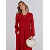 image:imageANRABESS Womens Long Sleeve Fall Flowy Maxi Dresses  Crewneck Soft Tiered Midi Dress Loose Fit ALine Hem with Pockets Casual Travel amp Work Outfit Spring Fall ClothingRed