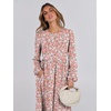 image:imageANRABESS Womens Long Sleeve Fall Flowy Maxi Dresses  Crewneck Soft Tiered Midi Dress Loose Fit ALine Hem with Pockets Casual Travel amp Work Outfit Spring Fall ClothingFloral Pink