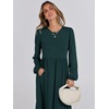 image:imageANRABESS Womens Long Sleeve Fall Flowy Maxi Dresses  Crewneck Soft Tiered Midi Dress Loose Fit ALine Hem with Pockets Casual Travel amp Work Outfit Spring Fall ClothingDark Green