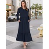 image:imageANRABESS Womens Long Sleeve Fall Flowy Maxi Dresses  Crewneck Soft Tiered Midi Dress Loose Fit ALine Hem with Pockets Casual Travel amp Work Outfit Spring Fall ClothingDark Navy Blue