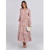 image:imageANRABESS Womens Long Sleeve Fall Flowy Maxi Dresses  Crewneck Soft Tiered Midi Dress Loose Fit ALine Hem with Pockets Casual Travel amp Work Outfit Spring Fall ClothingFloral Pink
