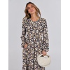 image:imageANRABESS Womens Long Sleeve Fall Flowy Maxi Dresses  Crewneck Soft Tiered Midi Dress Loose Fit ALine Hem with Pockets Casual Travel amp Work Outfit Spring Fall ClothingFloral Navy Blue Pink