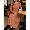 image:imageANRABESS Womens Long Sleeve Ribbed Knit Fall Casual Maxi Dress  Crewneck Swing Flowy A Line Bodycon Sweater DressesSoft Comfy Slim Fitted StretchyEveryday Date Nights WearWinter OutfitsCaramel