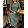 image:imageANRABESS Womens Long Sleeve Ribbed Knit Fall Casual Maxi Dress  Crewneck Swing Flowy A Line Bodycon Sweater DressesSoft Comfy Slim Fitted StretchyEveryday Date Nights WearWinter OutfitsGreen