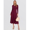 image:imageANRABESS Womens Long Sleeve Ribbed Knit Fall Midi Dresses  Crewneck Flared Swing Flowy A Line Sweater Dress Soft Comfy Fitted Stretchy Casual Winter Work Date Night Everyday WearBurgundy