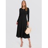 image:imageANRABESS Womens Long Sleeve Ribbed Knit Fall Midi Dresses  Crewneck Flared Swing Flowy A Line Sweater Dress Soft Comfy Fitted Stretchy Casual Winter Work Date Night Everyday WearBlack
