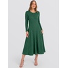 image:imageANRABESS Womens Long Sleeve Ribbed Knit Fall Midi Dresses  Crewneck Flared Swing Flowy A Line Sweater Dress Soft Comfy Fitted Stretchy Casual Winter Work Date Night Everyday WearDeep Green