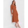 image:imageANRABESS Womens Long Sleeve Ribbed Knit Fall Midi Dresses  Crewneck Flared Swing Flowy A Line Sweater Dress Soft Comfy Fitted Stretchy Casual Winter Work Date Night Everyday WearBurnt Orange