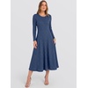 image:imageANRABESS Womens Long Sleeve Ribbed Knit Fall Midi Dresses  Crewneck Flared Swing Flowy A Line Sweater Dress Soft Comfy Fitted Stretchy Casual Winter Work Date Night Everyday WearDark Blue