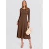 image:imageANRABESS Womens Long Sleeve Ribbed Knit Fall Midi Dresses  Crewneck Flared Swing Flowy A Line Sweater Dress Soft Comfy Fitted Stretchy Casual Winter Work Date Night Everyday WearBrown
